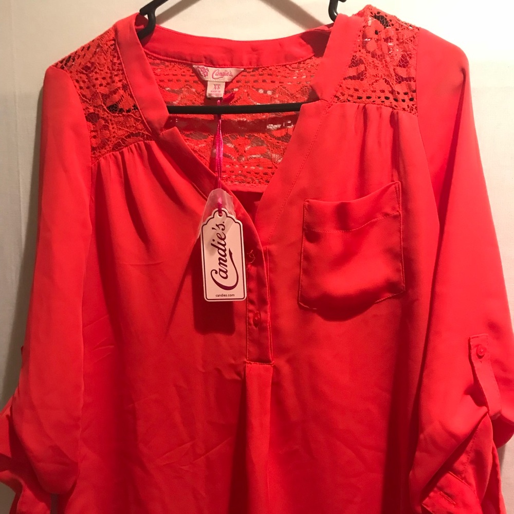 Candies Coral Orange Women Blouse Top Size XS